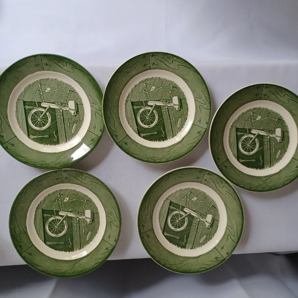 Tea set Colonial homestead green/ by Royal 6 cups, 6 plates , three small plates - Picture 6 of 11